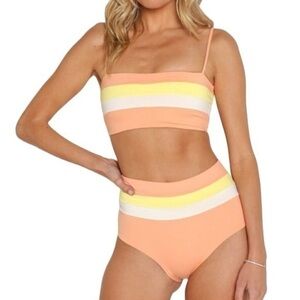 L*Space Rebel Stripe Top Style CBRLT18 & Portia Bottom Style CBPSC18 Set XL NWT